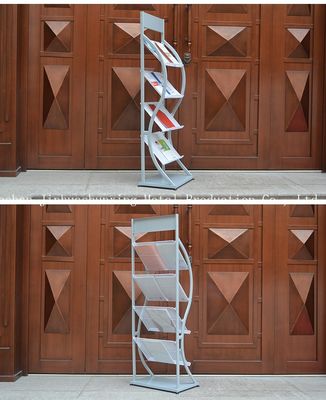 H1500mm L480mm چهار لاستیک مجله فلزی ، روزنامه ها نمایش قفسه برای فروشگاه کتاب ، آگهی