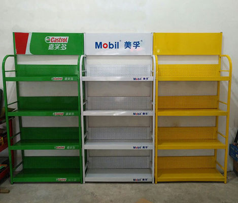 قفسه بندی سفارشی سوپرمارکت لوازم جانبی خودرو قفسه نمایش سبز زرد سفید