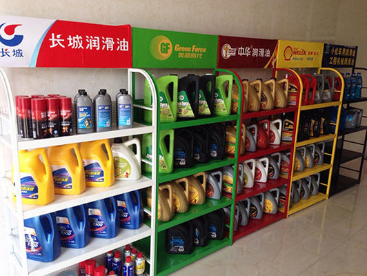 قفسه بندی سفارشی سوپرمارکت لوازم جانبی خودرو قفسه نمایش سبز زرد سفید