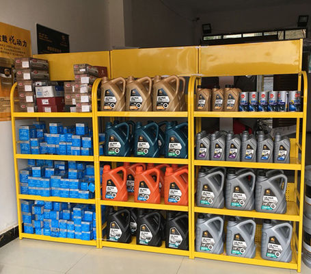 قفسه بندی سفارشی سوپرمارکت لوازم جانبی خودرو قفسه نمایش سبز زرد سفید