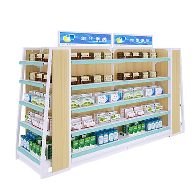 داروخانه L2000mm H1200mm واحد قفسه فلزی و چوبی دو طرفه