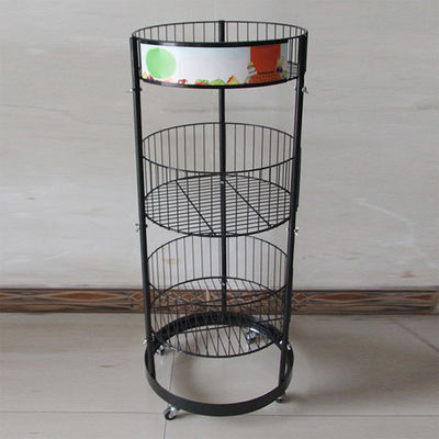 سیلندر مشکی فلزی 497mm Dia Grocery Display Rack 1080mm Hight
