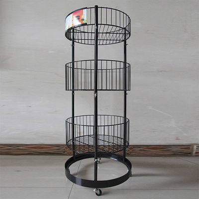 سیلندر مشکی فلزی 497mm Dia Grocery Display Rack 1080mm Hight