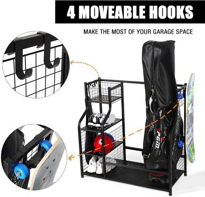 OEM Black Color 2 Golf Bag Garage Organizer Rack For Supermarket